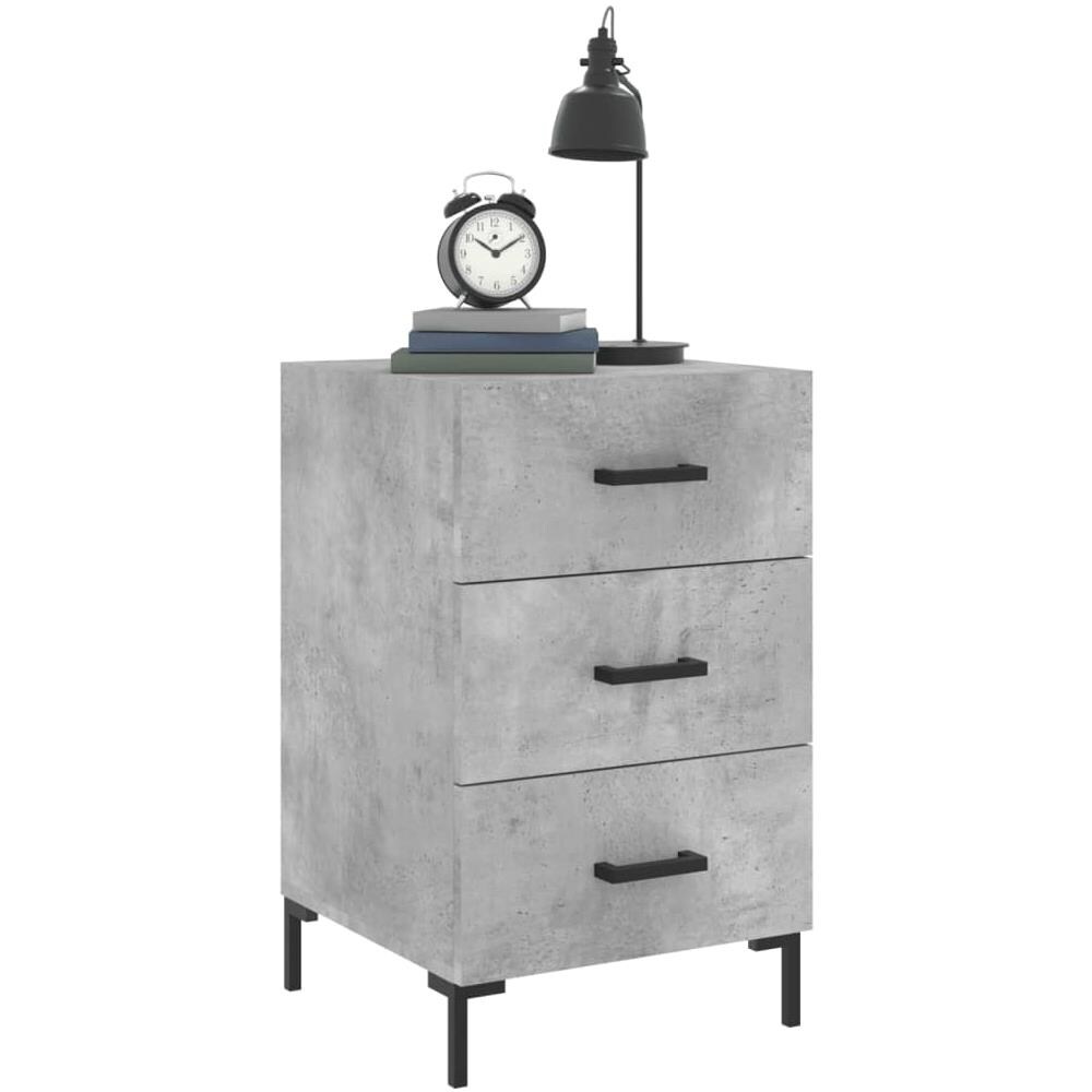 Comodino Grigio Cemento 40x40x66 Cm In Legno Multistrato - Foto 3