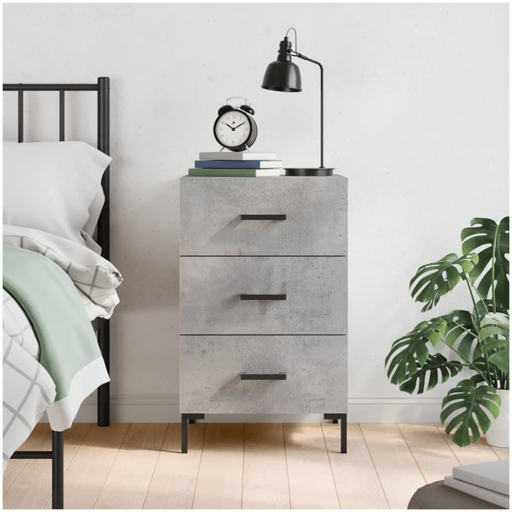 Comodino Grigio Cemento 40x40x66 Cm In Legno Multistrato - Foto 1