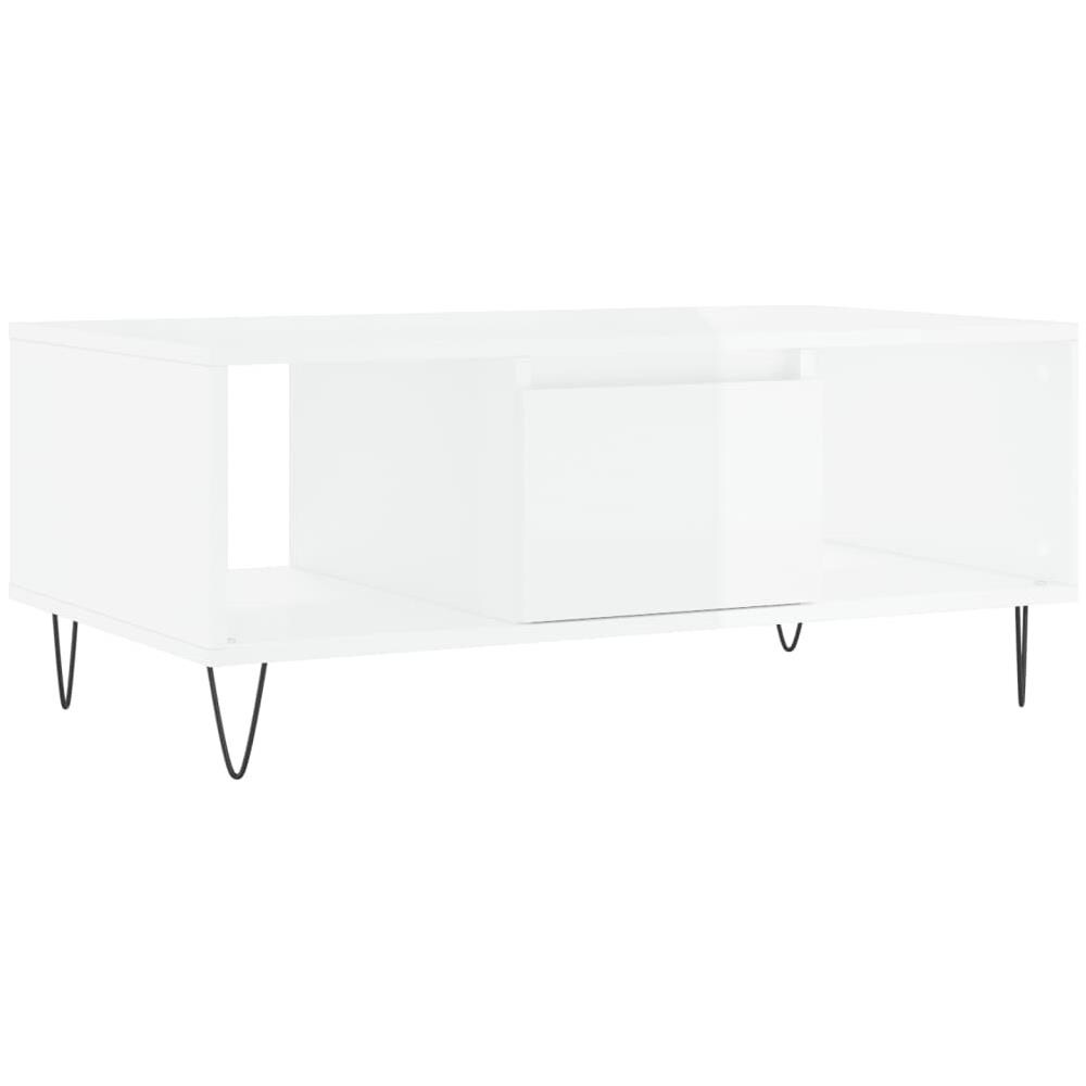 Tavolino Salotto Bianco Lucido 90x50x36,5 Cm Legno Multistrato - Foto 2