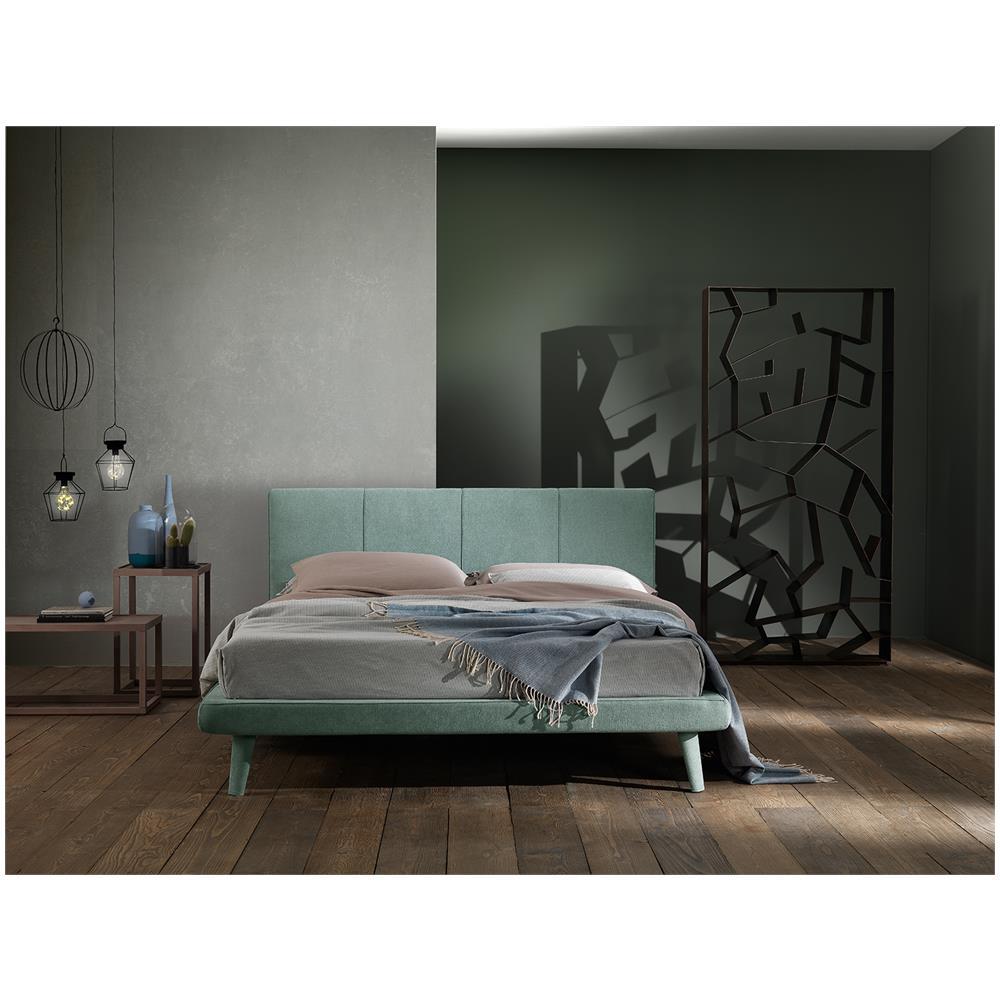 Letto Matrimoniale, Modello Dundee Un'aspetto Pieno Di Personalita, Rete Da 160x190 Cm Con Doghe In Legno, Piedini In Legno, Tessuto Giroletto Sfoderabile, Made In Italy - Foto 6