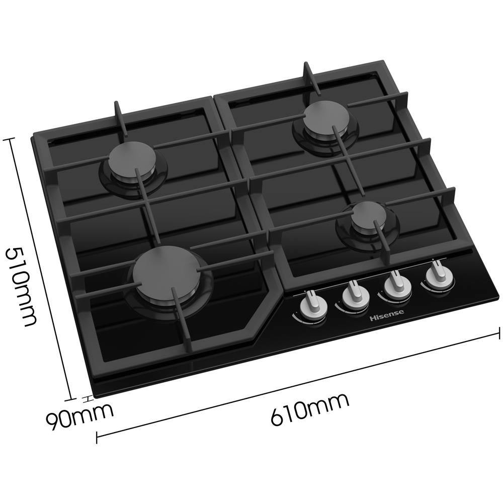 GG643B piano cottura Nero Da incasso 60 cm Gas 4 Fornello (i) - Foto 2