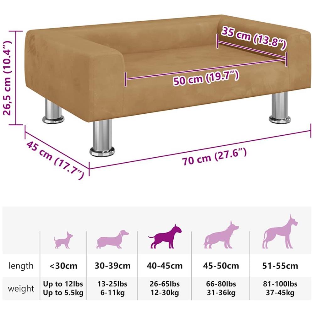 Lettino per Cani Marrone 70x45x26,5 cm in Velluto - Foto 7