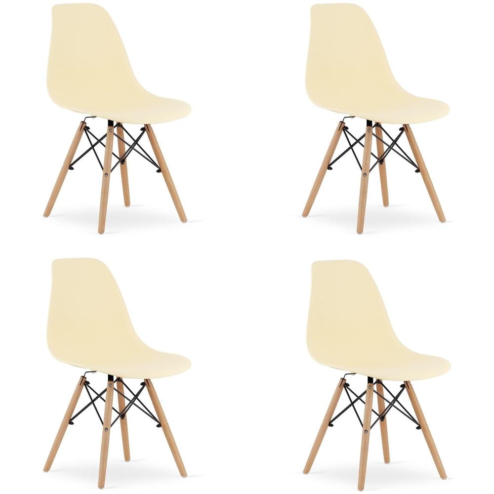 Sedia OSAKA color crema con gambe naturali per soggiorno x4 - Foto 1