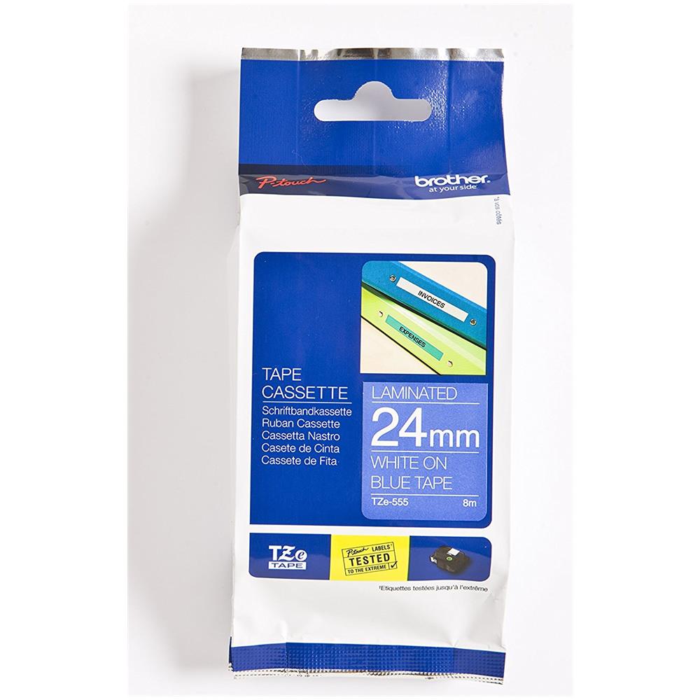 Nastro Etichetta Laminato da 8 m x 24 mm Colore Blu e Bianco - Foto 1