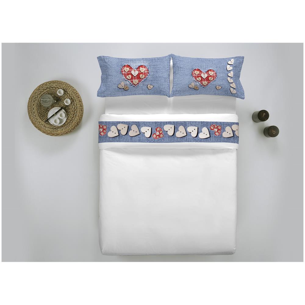 Completo Lenzuola Balzato Stampa Digitale Modello Fresh Dis. 35 Jeans Matrimoniale Jeans - Foto 2