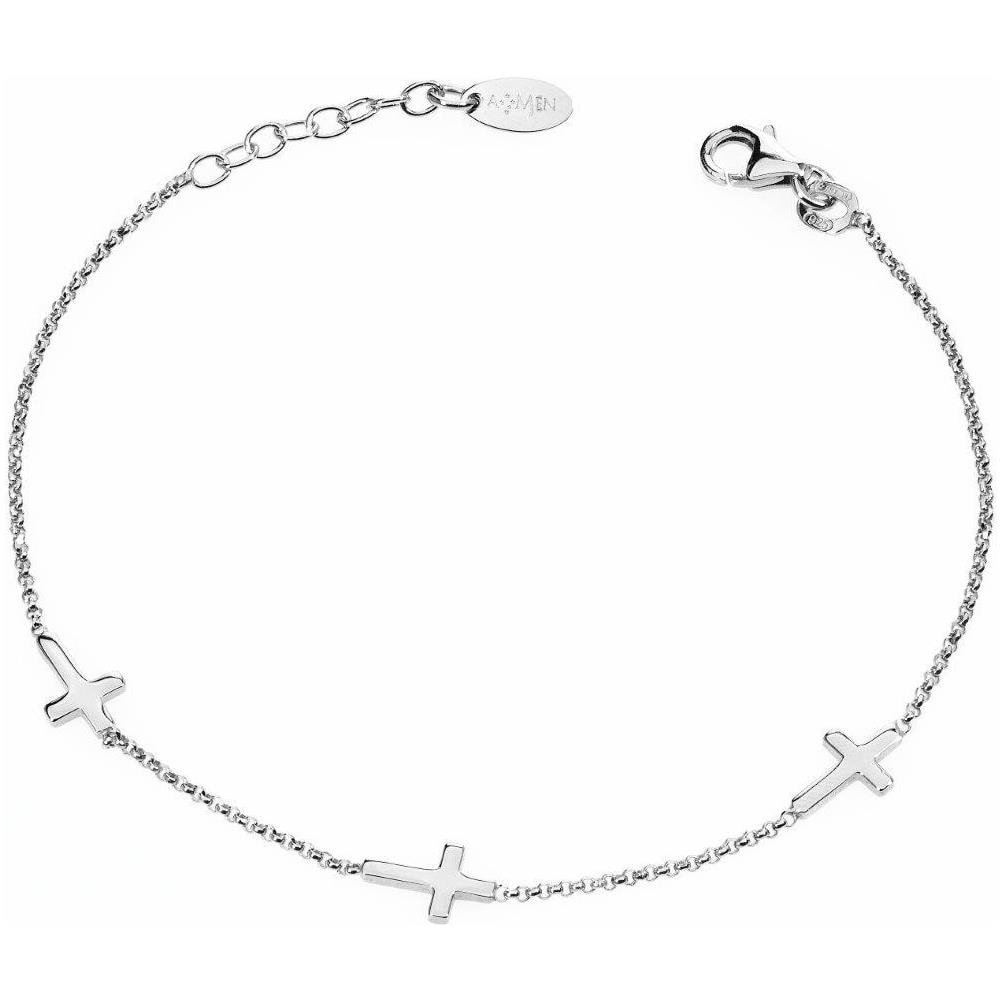 Bracciale In Argento 925 - Collezione Prega, Ama - Colore Rodio - Misura Unica Bracciale Croci - Foto 1