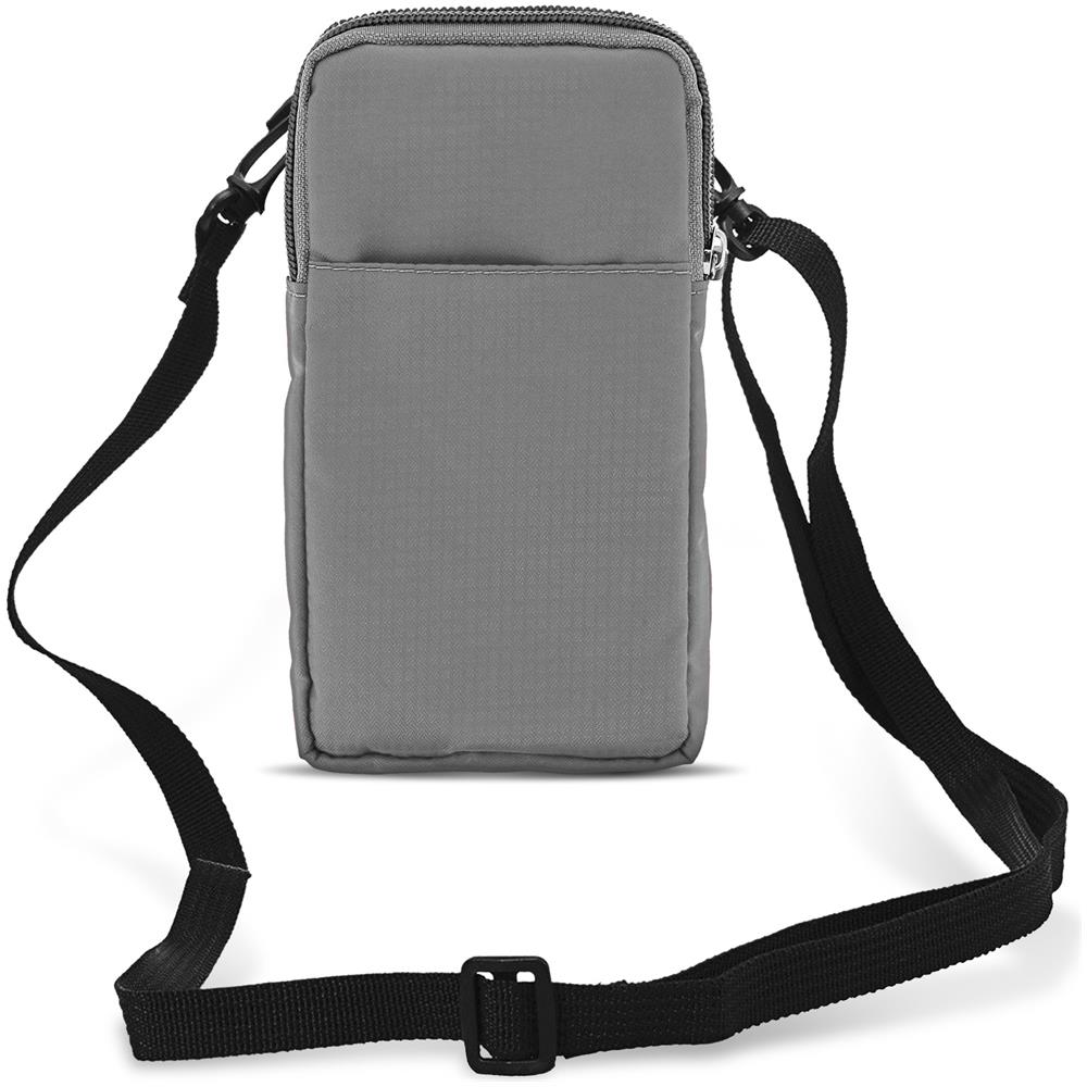 Borsello Cintura Smartphone Passante Per Moschettone Tracolla 2 Tasche Argento - Foto 1