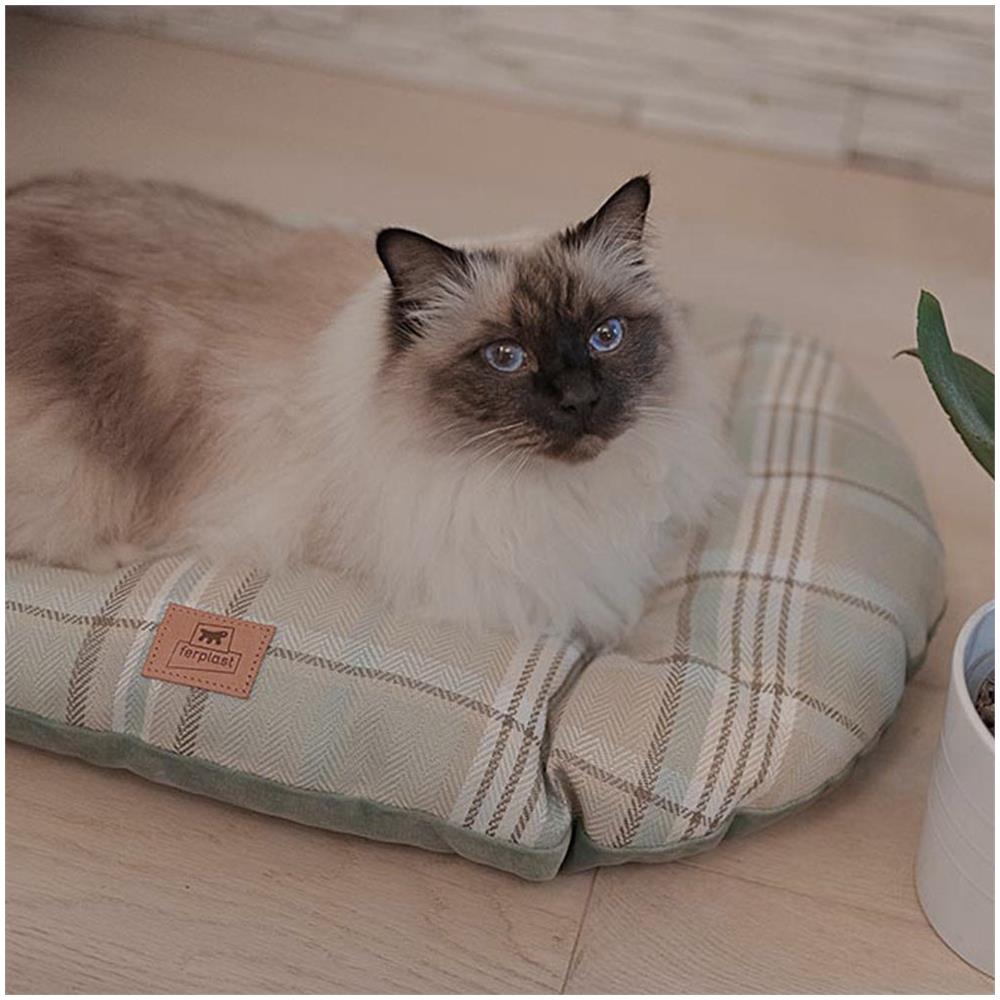 Cuscino Imbottito Per Cani E Gatti Scott 65/6, Double-face, Scozzese, Soffice Velluto, Lavabile, Blu - Foto 2