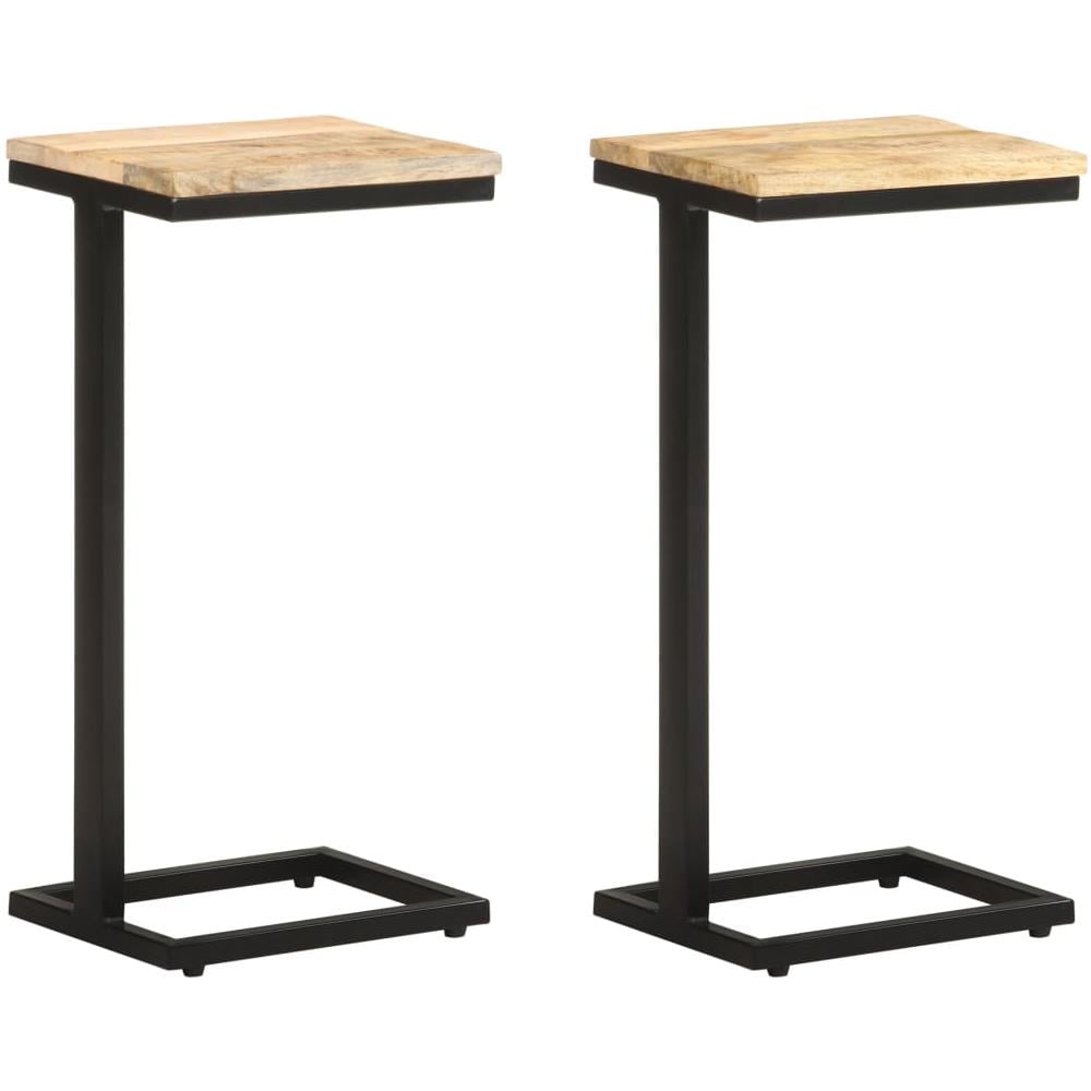 Tavolini Laterali 2 Pz 31,5x24,5x64,5 Cm Legno Di Mango Grezzo - Foto 1