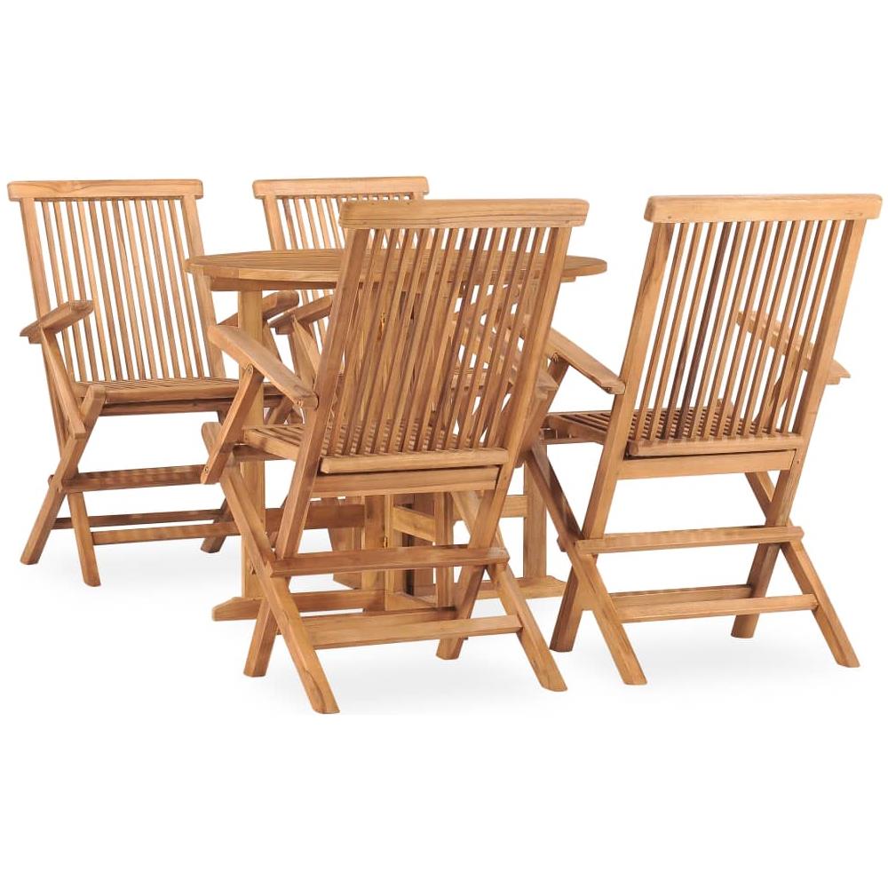 Set Da Pranzo Da Giardino 5 Pz Pieghevole In Massello Di Teak - Foto 1
