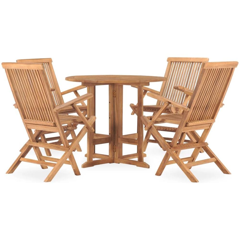 Set Da Pranzo Da Giardino 5 Pz Pieghevole In Massello Di Teak - Foto 2