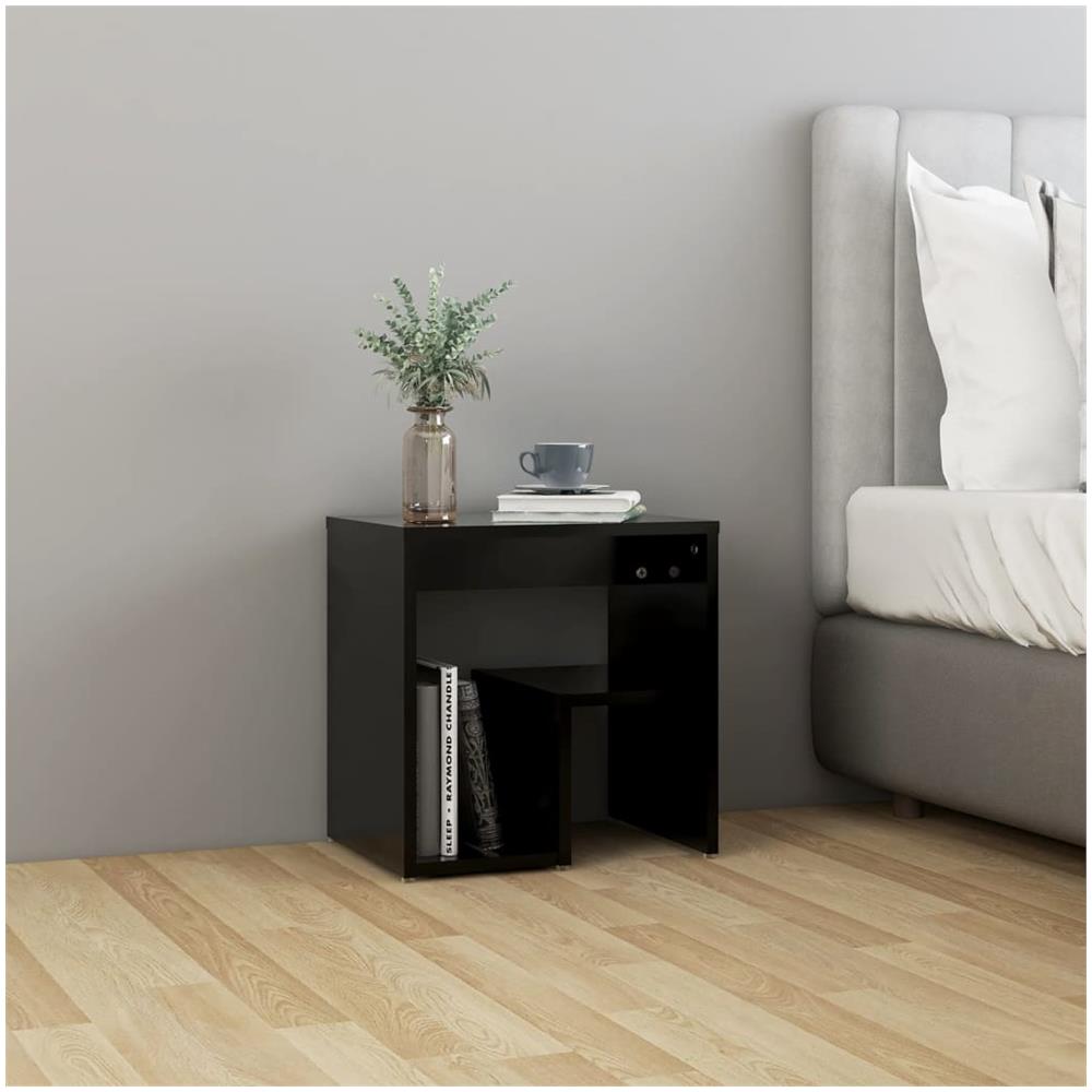 Comodino Nero 40x30x40 cm in Legno Multistrato - Foto 1