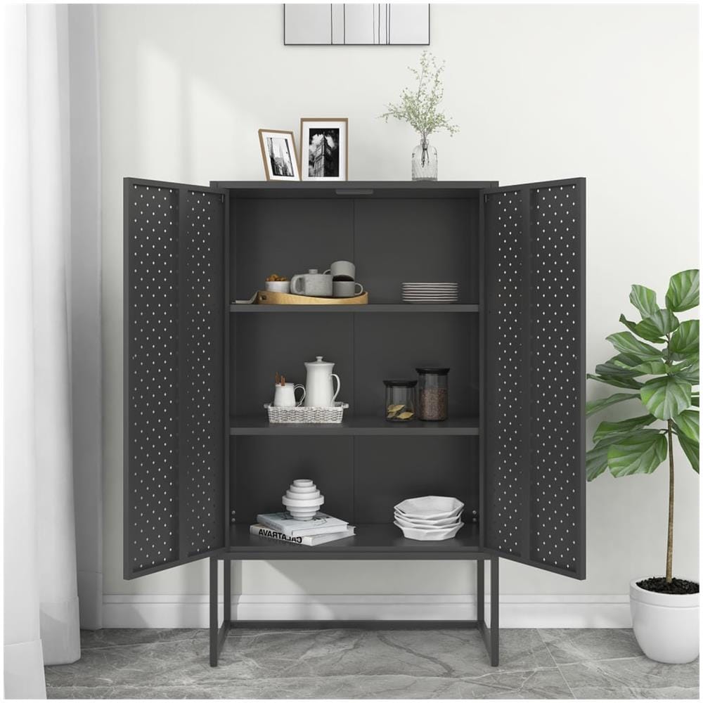 Credenza Alta Antracite 80x35x135 Cm In Acciaio - Foto 3
