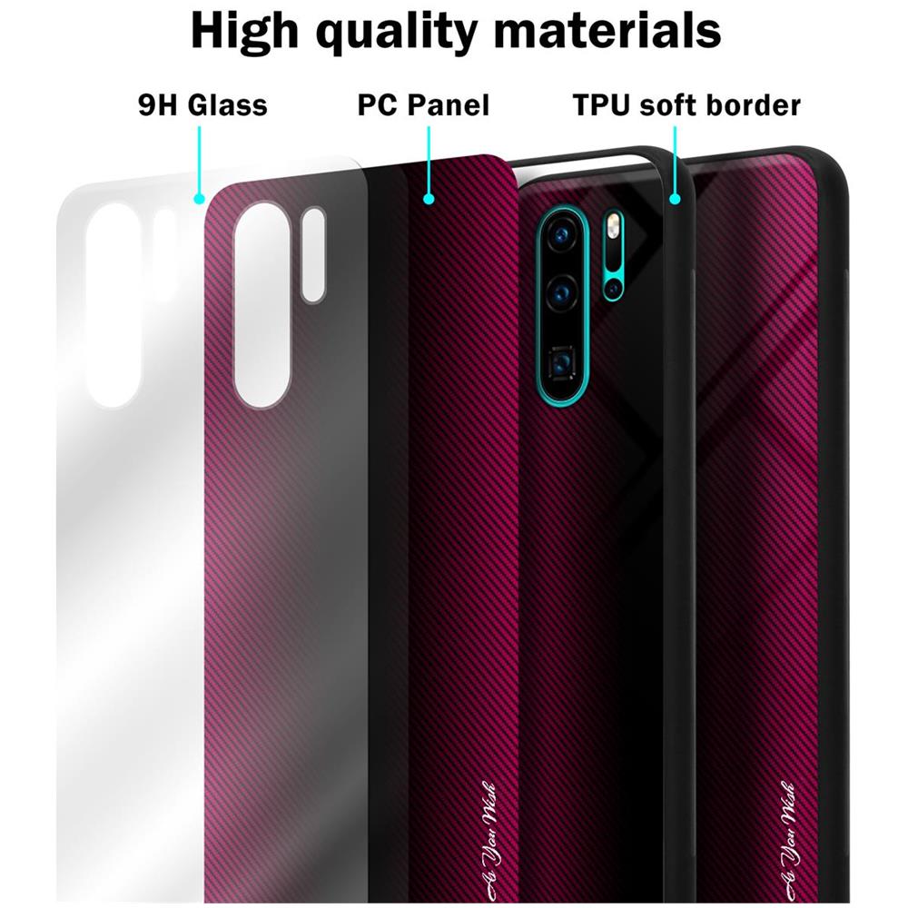 Custodia Compatibile Con Huawei P30 Pro - Ottica A Strisce In Cremisi Rosa - Coperchio Protettivo In Vetro Temperato E Silicone Tpu - Foto 7