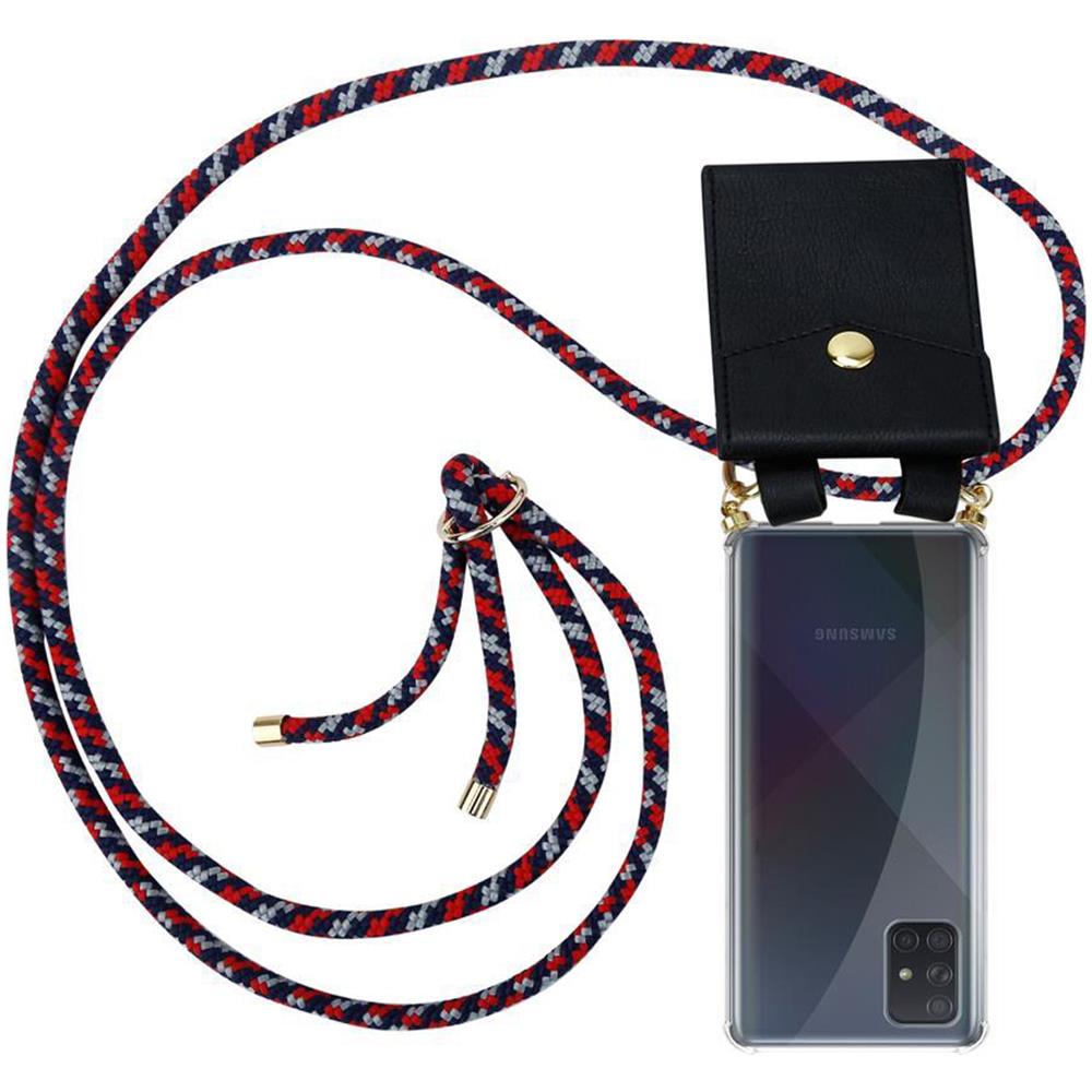 Catena Di Telefoni Cellulari Compatibile Con Samsung Galaxy A51 In Rosso Blu Bianco - Coperchio Protettivo In Silicone Con Anelli D'oro, Cinturino In Corda E Custodia Staccabile - Foto 1
