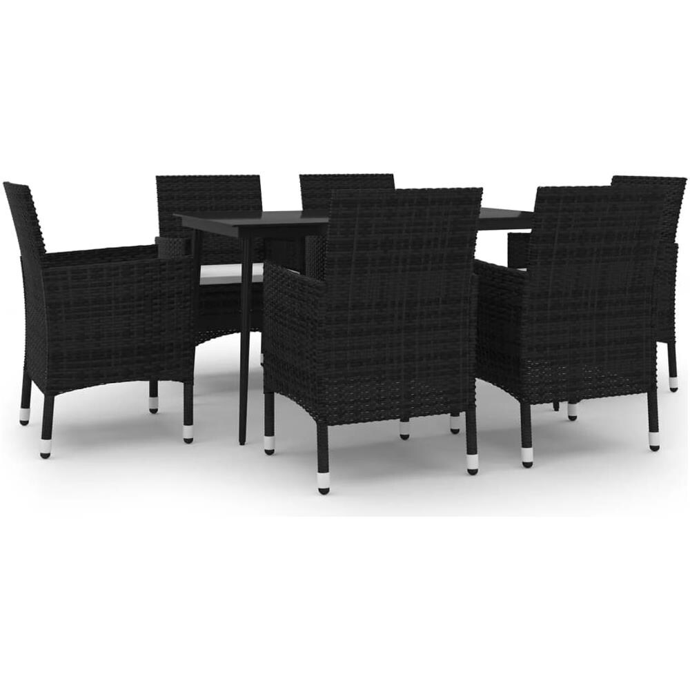 Set Da Pranzo Per Giardino 7 Pz Con Cuscini Polyrattan E Vetro - Foto 2