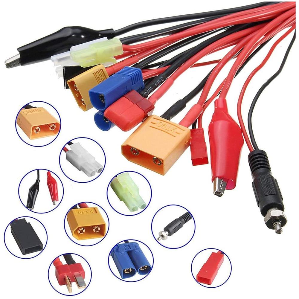10-in-1 Banana Plug Rc Caricatore Lipo Adattatore Cavo Xt90 Xt60 Jst Ec5 T Plug Tamiya Mini Tamiya Glow Ignitor Futaba Alligator Clips Per Rc Auto Dji - Foto 3