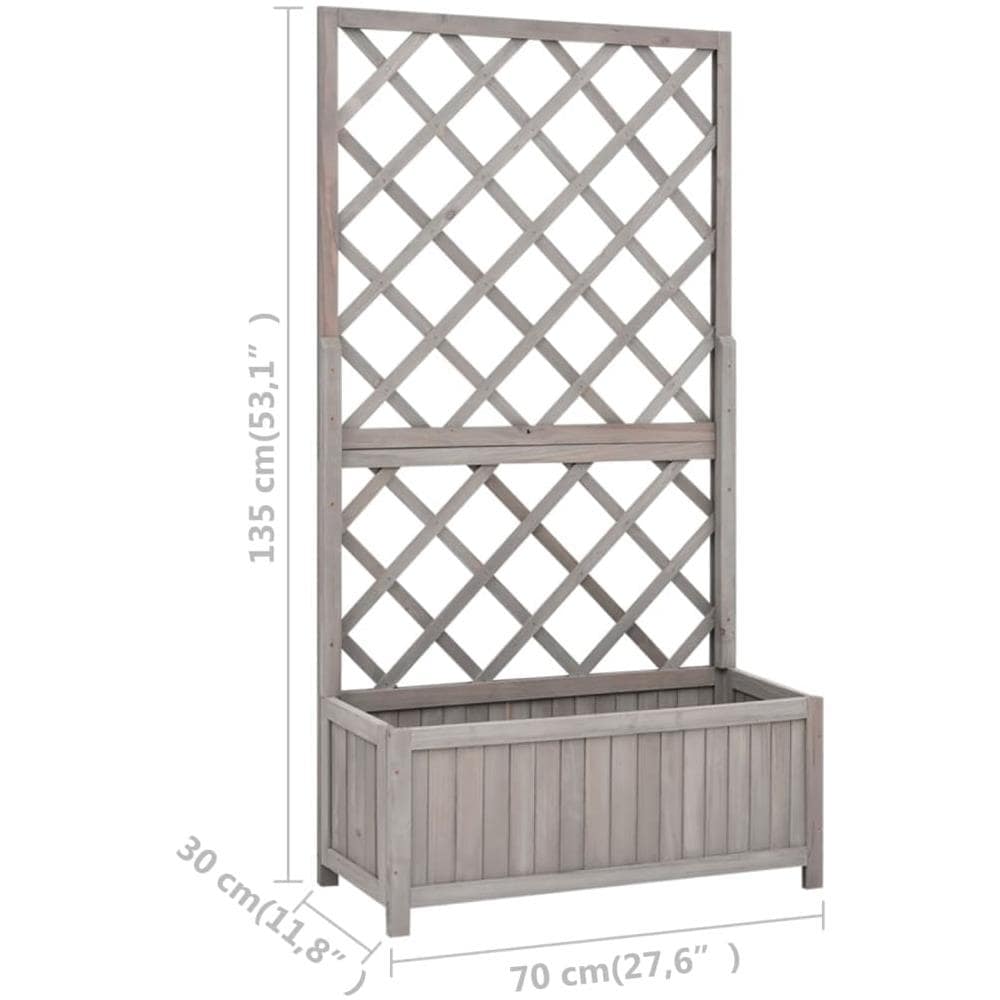 Fioriera con Traliccio Grigia 70x30x135 cm in Massello di Abete - Foto 7
