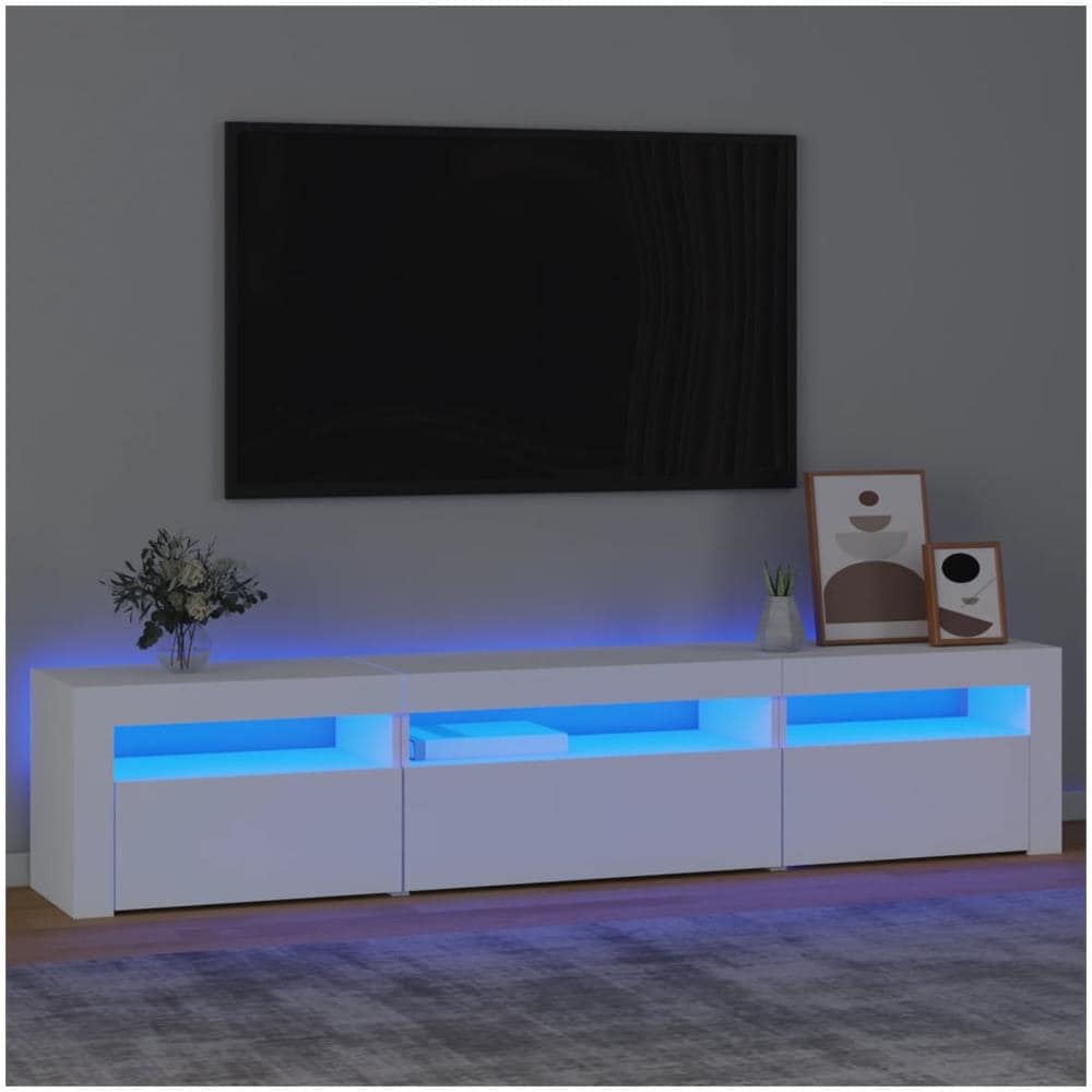 Mobile Porta TV con Luci LED Bianco 195x35x40 cm - Foto 1