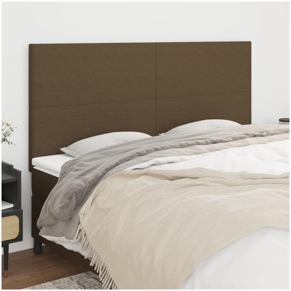 Testiera 4 Pz Marrone Scuro 80x5x78/88 Cm In Tessuto - Foto 1