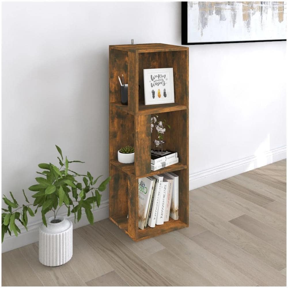 Scaffale Angolare Rovere Fumo 33x33x100 Cm Legno Multistrato - Foto 1
