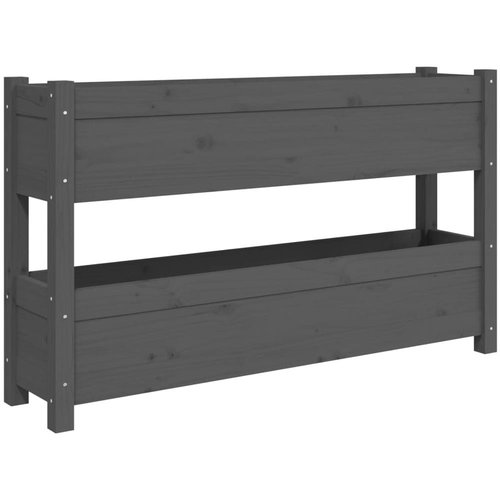 Fioriera Grigia 112x25x66 Cm In Legno Massello Di Pino - Foto 1