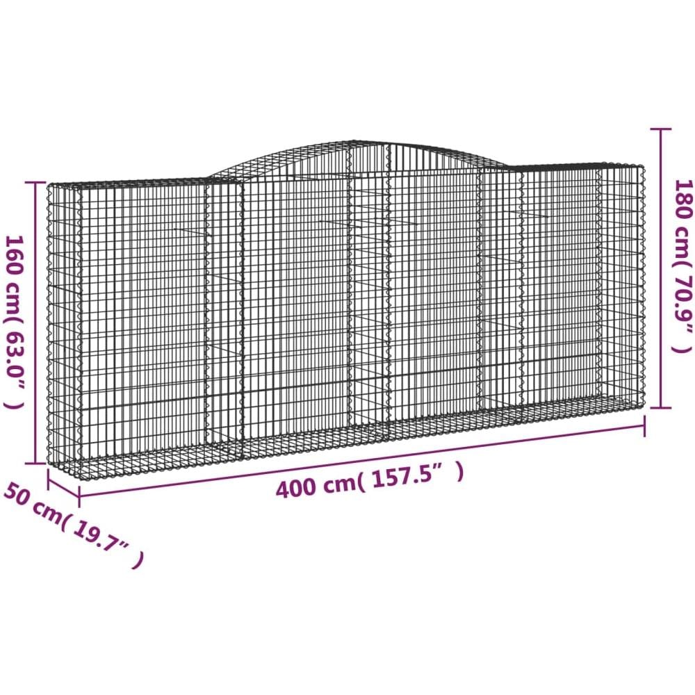 Cesti Gabbioni Ad Arco 4 Pz 400x50x160/180 Cm Ferro Zincato - Foto 5