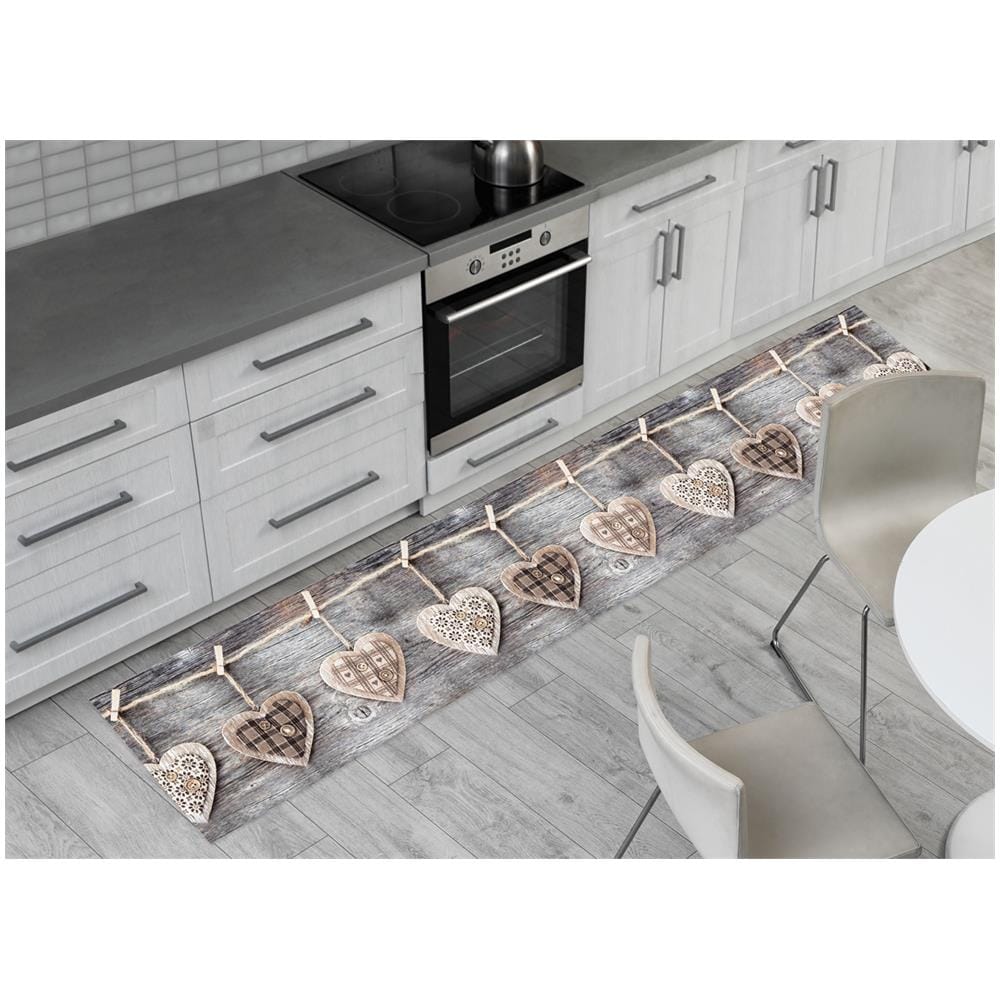 Tappeto Passatoia Cucina Antiscivolo Sottolavello Digitale Fantasie Varie 50x180 Cuori Grigio - Foto 1