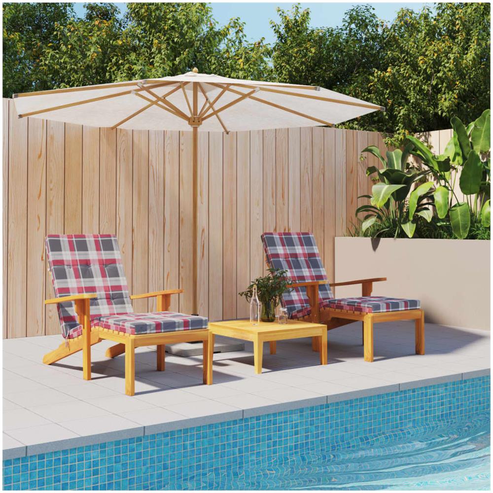 Cuscini Sedia Sdraio 2 Pz Motivo Quadri Rosso In Tessuto Oxford - Foto 1