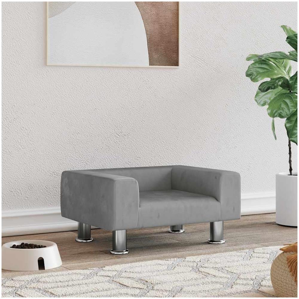 Lettino per Cani Grigio Chiaro 50x40x26,5 cm in Velluto - Foto 2