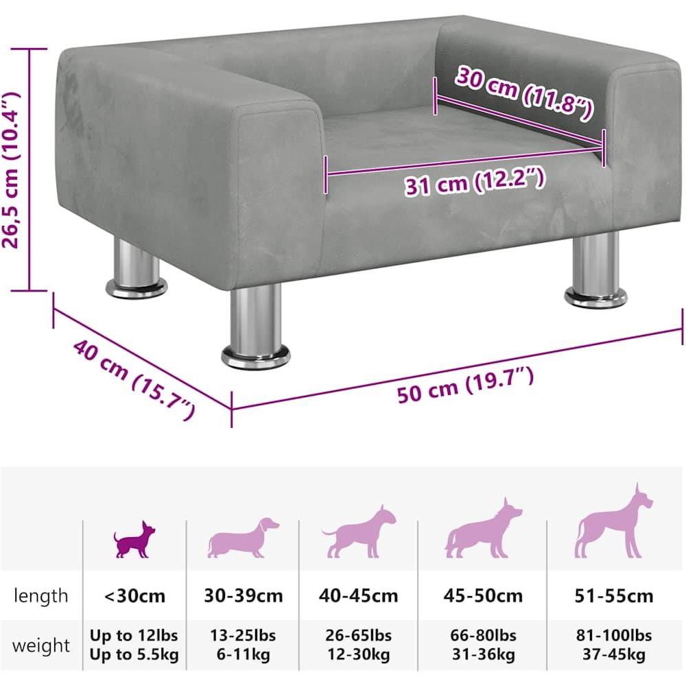 Lettino per Cani Grigio Chiaro 50x40x26,5 cm in Velluto - Foto 7