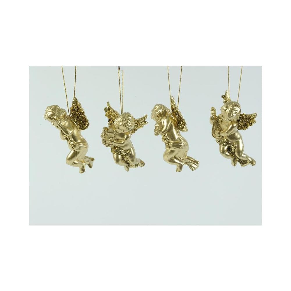Angioletto 10cm Oro Glitterato Con Decoro Natale Addobbi Decoro - Foto 1