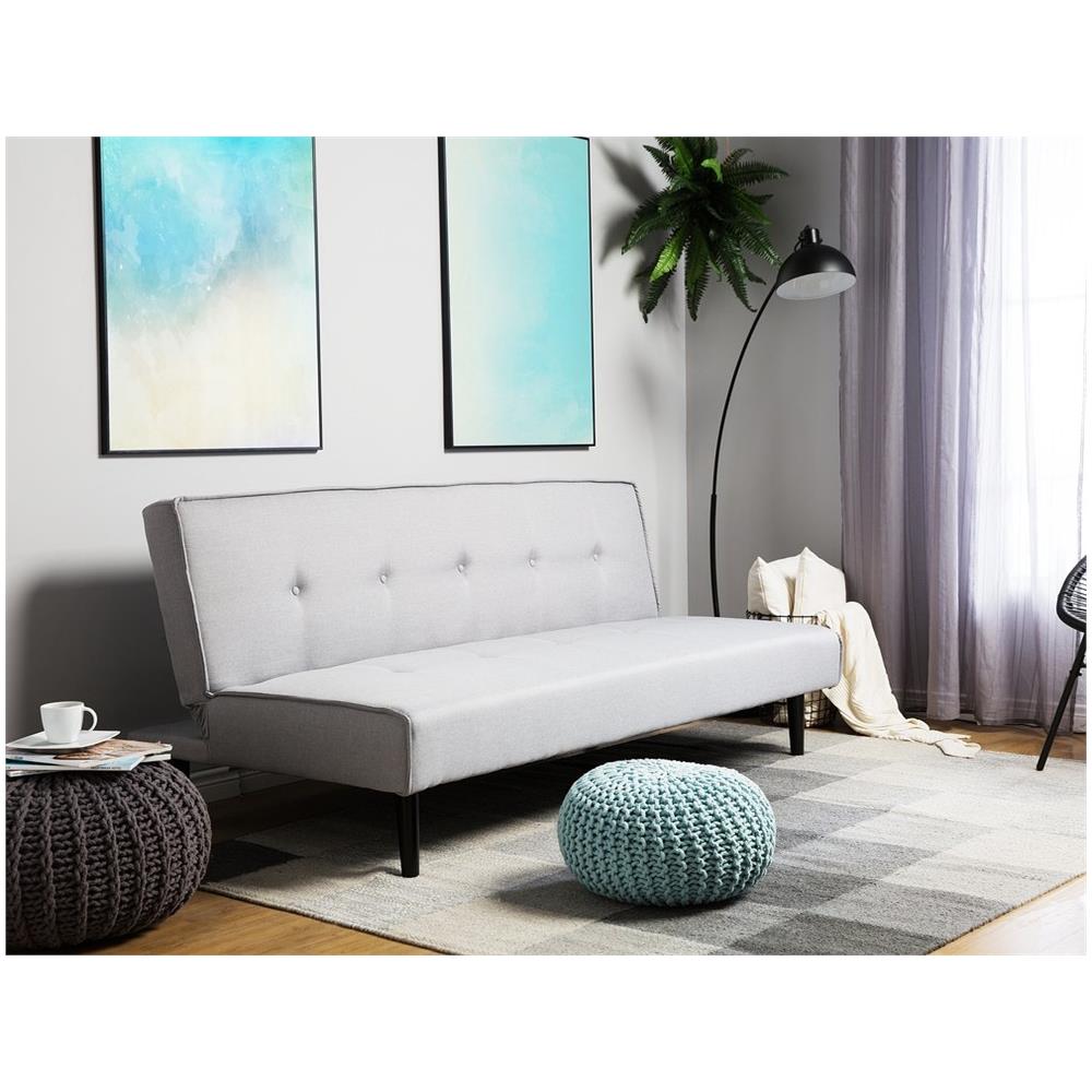 Divano Letto 3 Posti In Tessuto Grigio Chiaro Visby - Foto 2