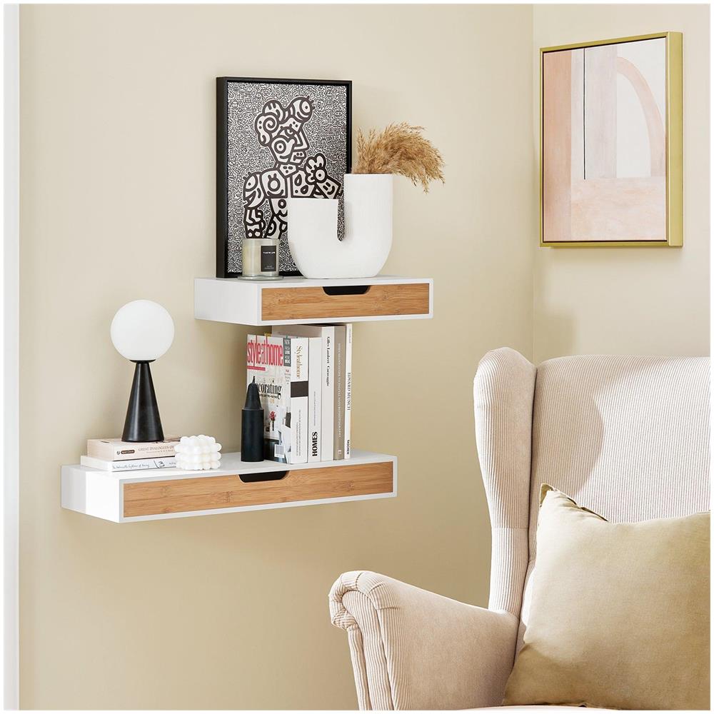 Mensola da Muro con Cassetto Bianco 40x25x8 cm - Foto 2