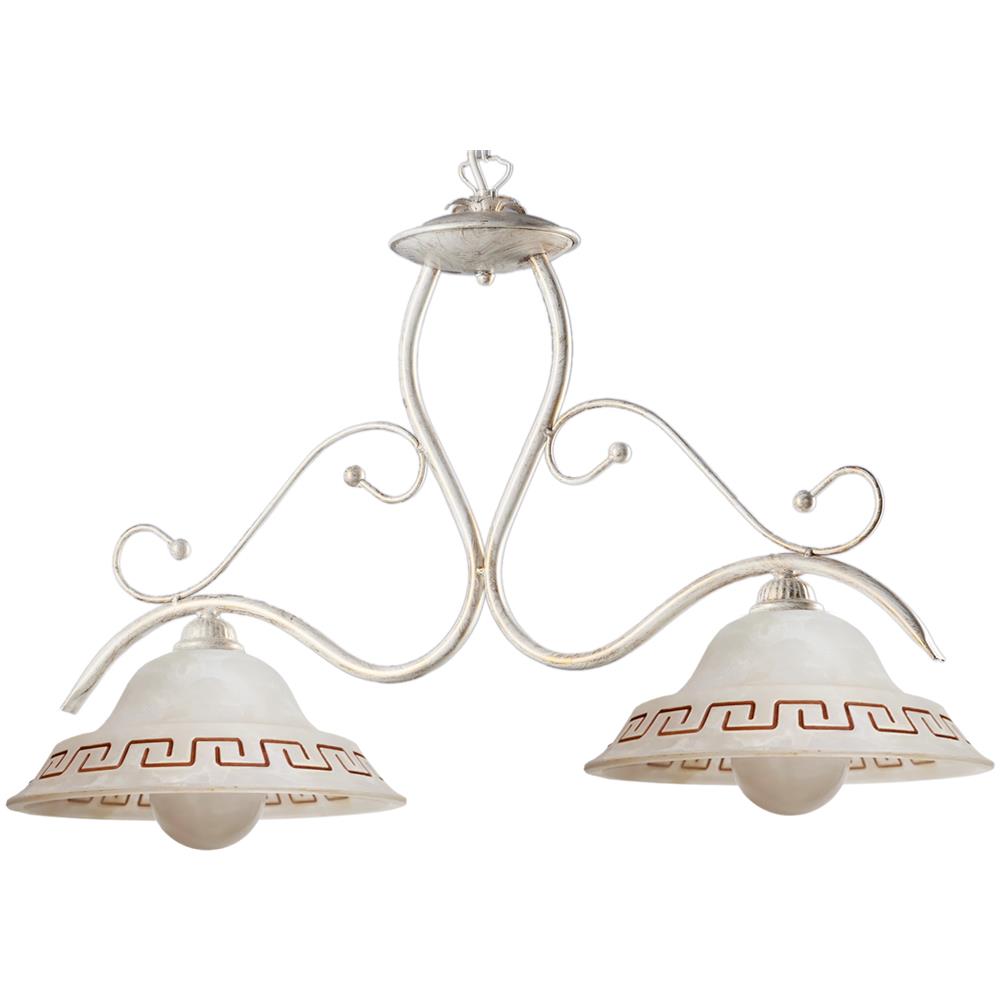 Lampadario Biliardo 2 Luci In Metallo Avorio Spennellato Oro - Foto 1