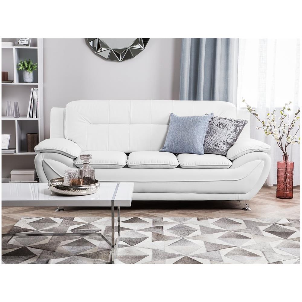 Divano 3 Posti In Pelle Sintetica Bianca Leira - Foto 1