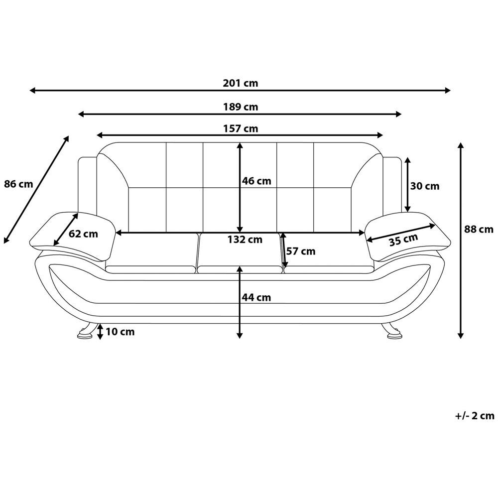 Divano 3 Posti In Pelle Sintetica Bianca Leira - Foto 2