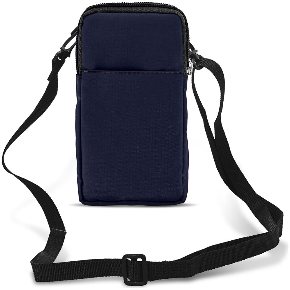 Borsello Da Cintura Smartphone Passante Per Moschettone Tracolla 2 Tasche Blu - Foto 1