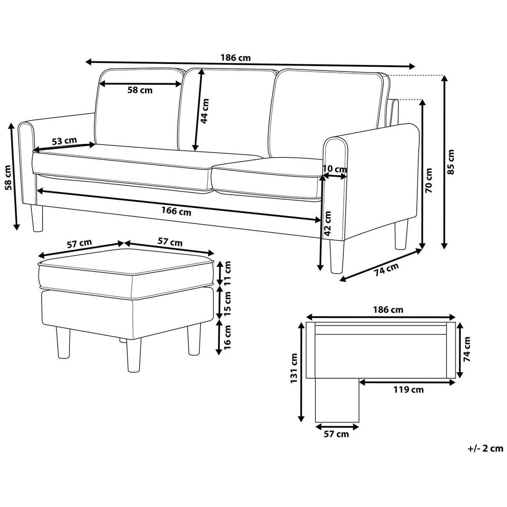 Divano In Tessuto Con Ottomana Marrone Avesta - Foto 2