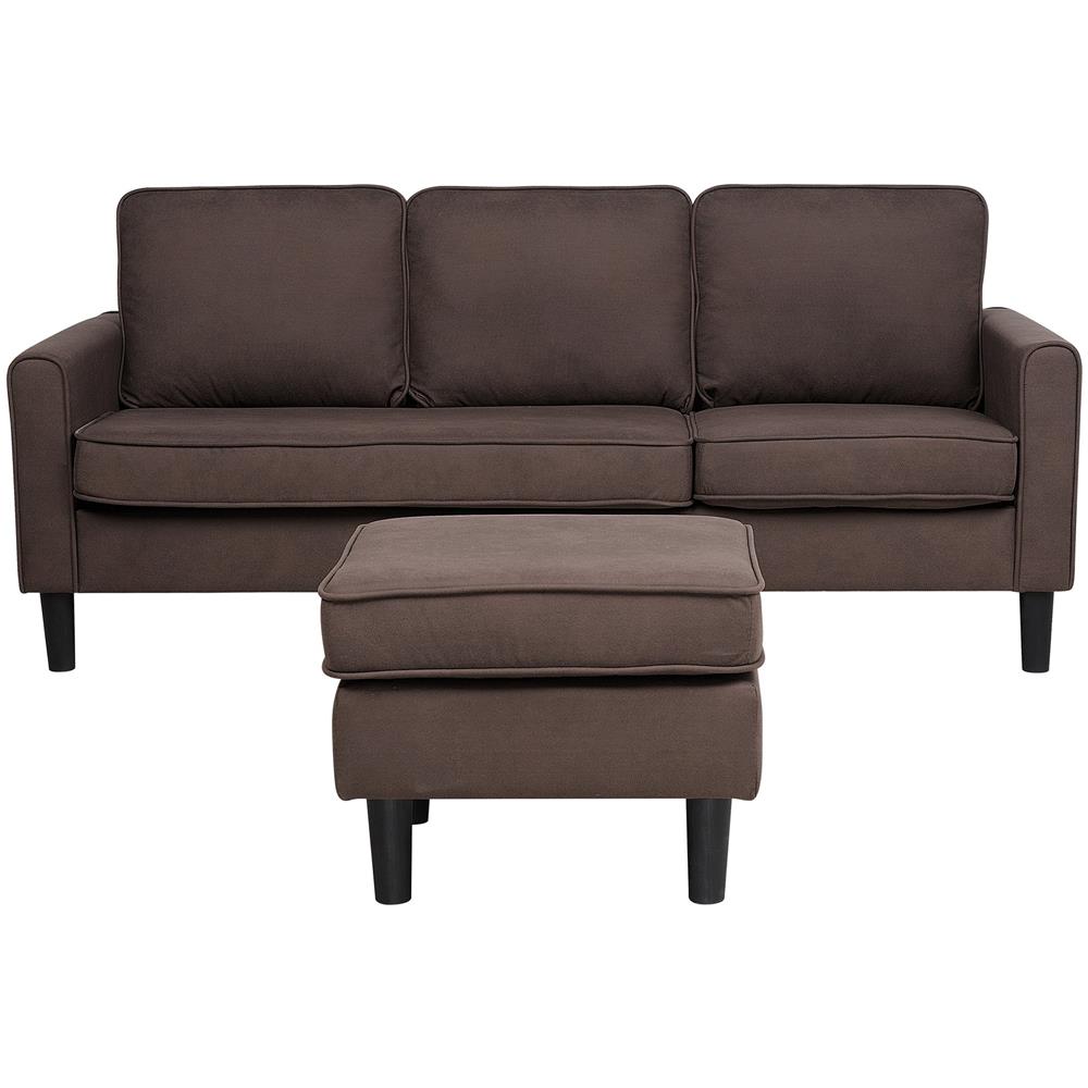 Divano In Tessuto Con Ottomana Marrone Avesta - Foto 1