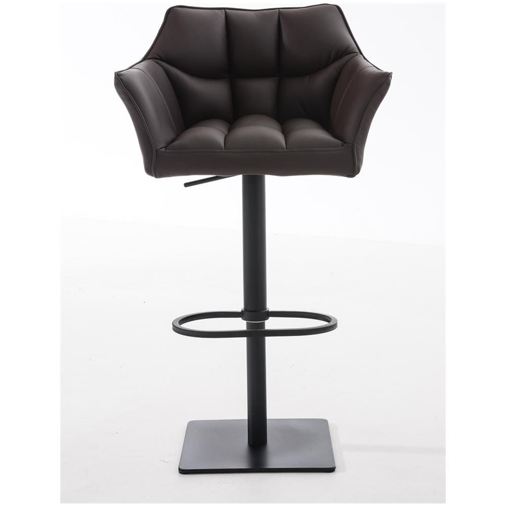 Sgabello Alto Regolabile Damaso in Similpelle I Sgabello Bancone con Braccioli E Schienale Imbottiti E Poggiapiedi, H 58-83 CM Marrone Nero - Foto 2