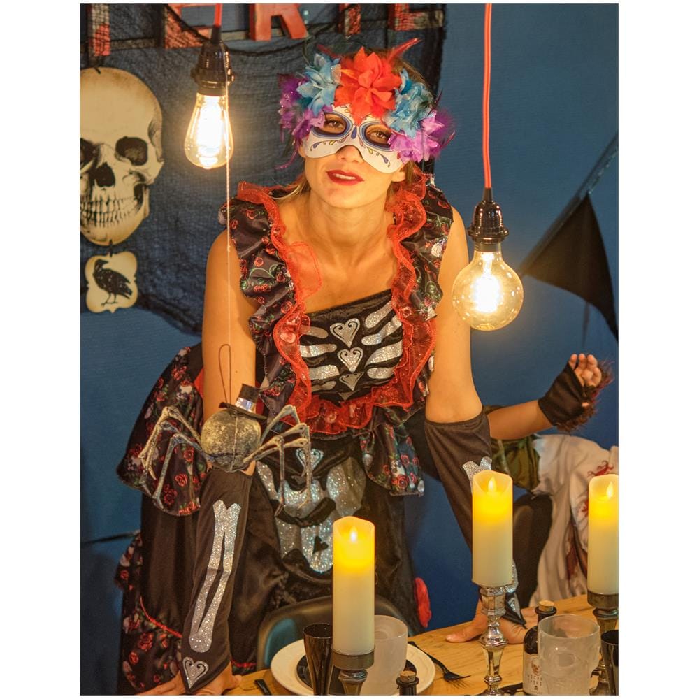 Costume Dia De Los Muertos Scheletro Donna - Taglia: M / l (40/42) - Foto 4