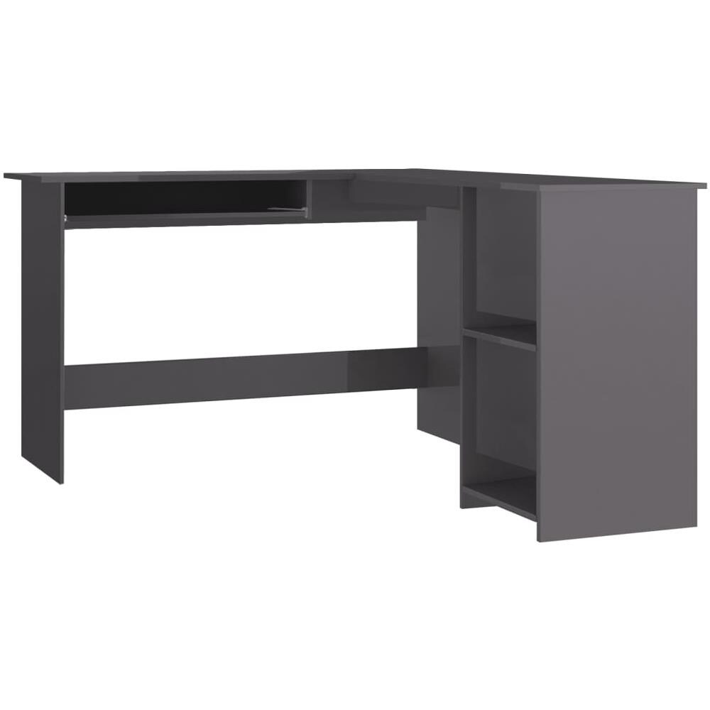 Scrivania Angolare a L Grigio Lucido 120x140x75cm Multistrato - Foto 1