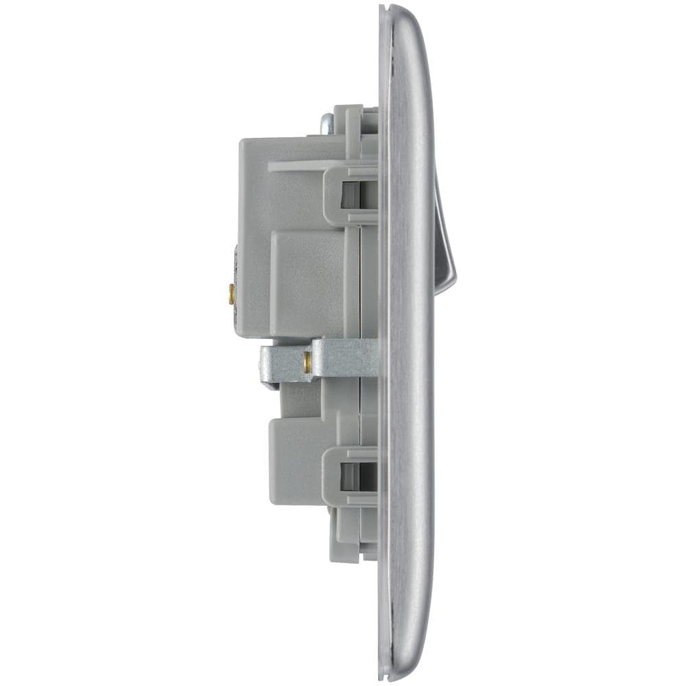 Bg Elettrico Doppio Switched Presa Di Alimentazione Acciaio Spazzolato 13 Amp - Foto 2