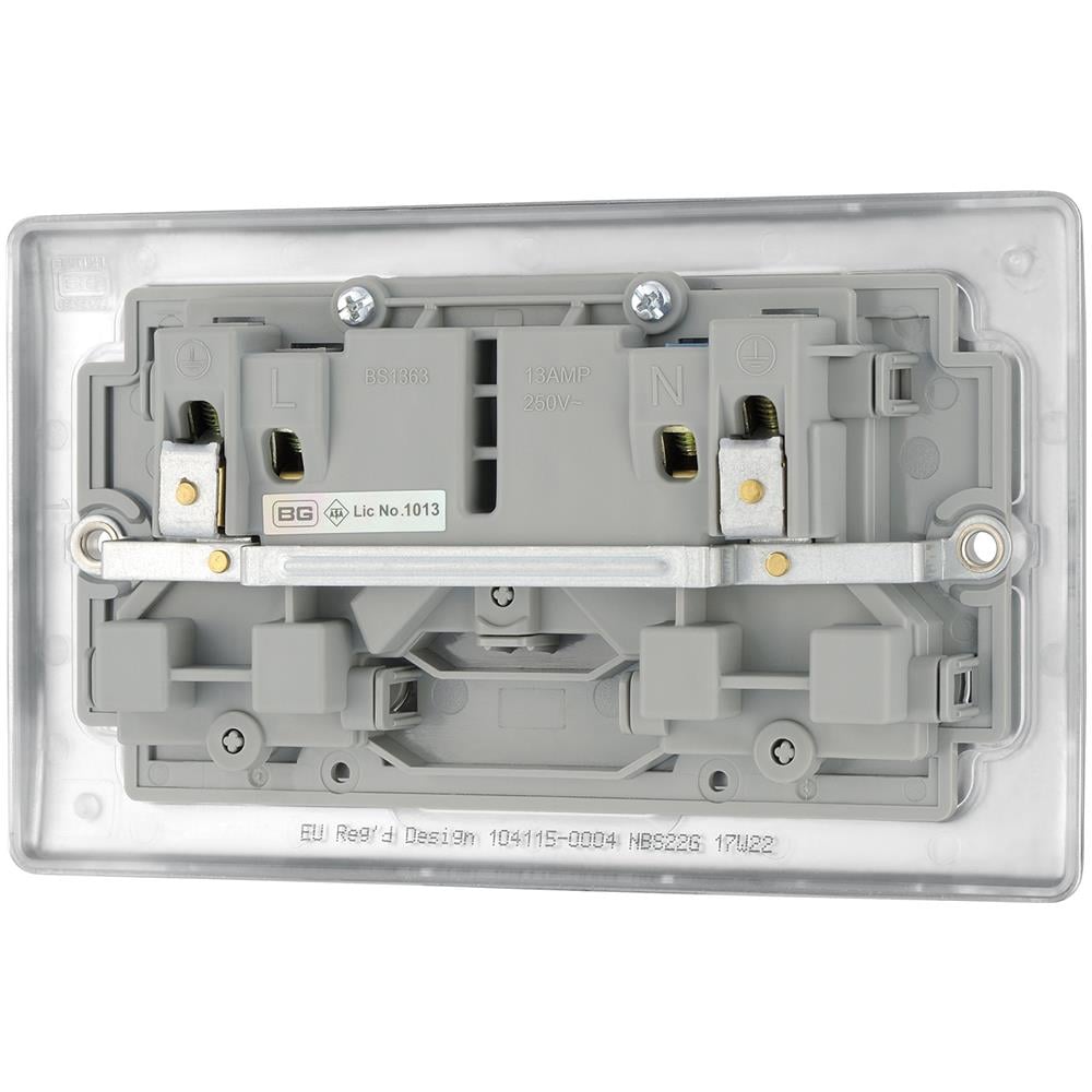 Bg Elettrico Doppio Switched Presa Di Alimentazione Acciaio Spazzolato 13 Amp - Foto 4