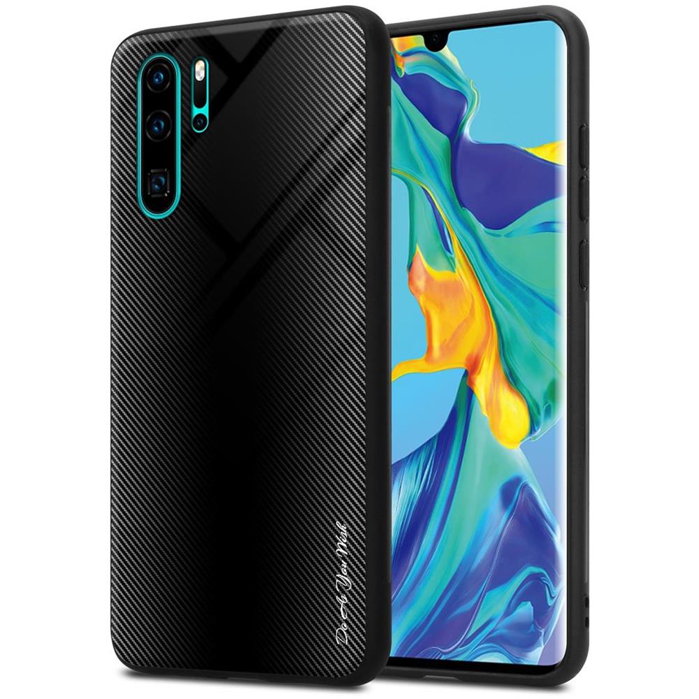 Custodia Compatibile Con Huawei P30 Pro - Ottica A Strisce In Opale Nero - Coperchio Protettivo In Vetro Temperato E Silicone Tpu - Foto 1