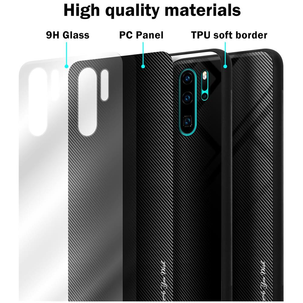 Custodia Compatibile Con Huawei P30 Pro - Ottica A Strisce In Opale Nero - Coperchio Protettivo In Vetro Temperato E Silicone Tpu - Foto 7
