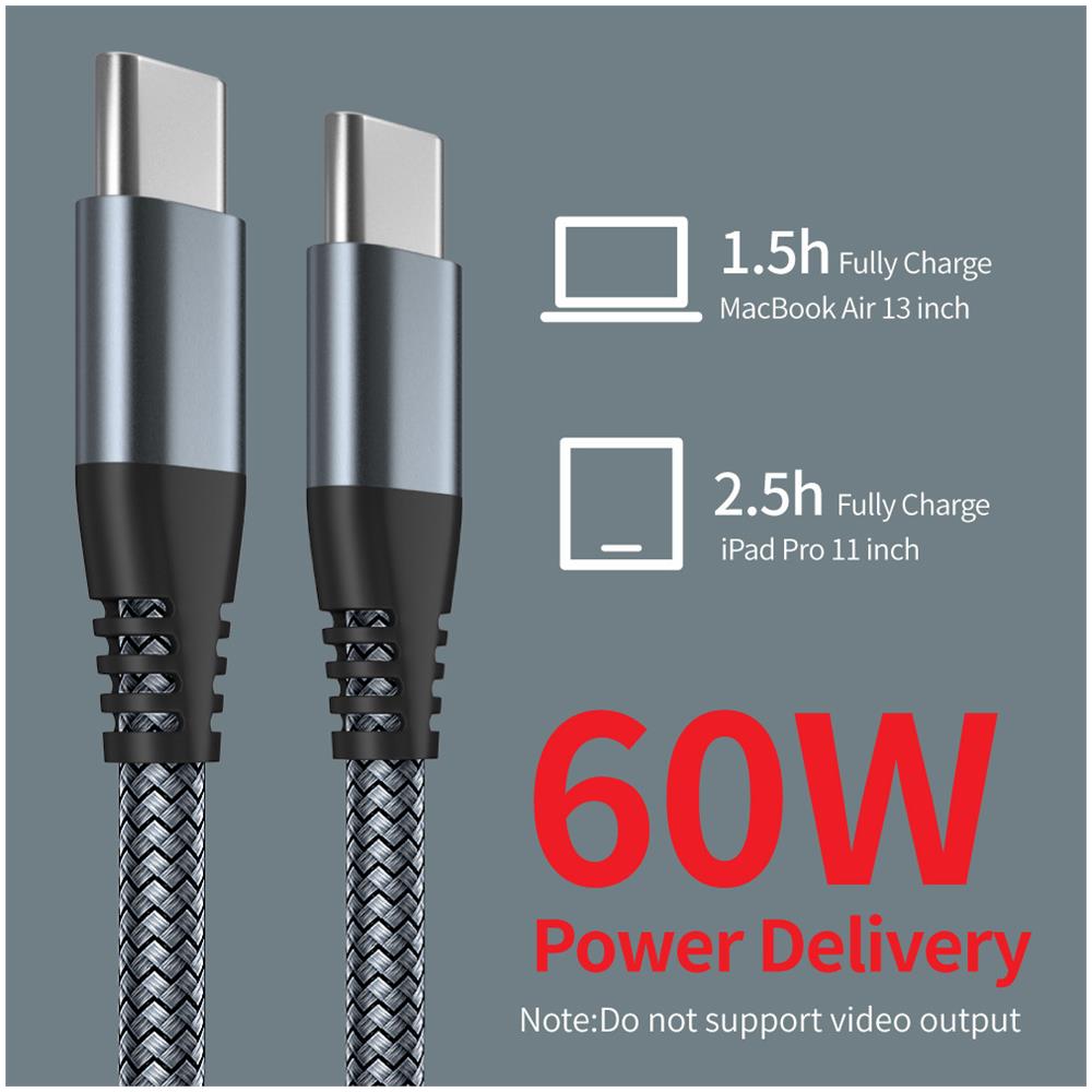 Cavo Di Ricarica Usb-c Da 60 W Con Ricarica Rapida, Compatibile Con Iphone 15/plus/pro Max, Samsung Galaxy S24/s23/s22, Pixel 7 Pro Grey 1 M - Foto 2