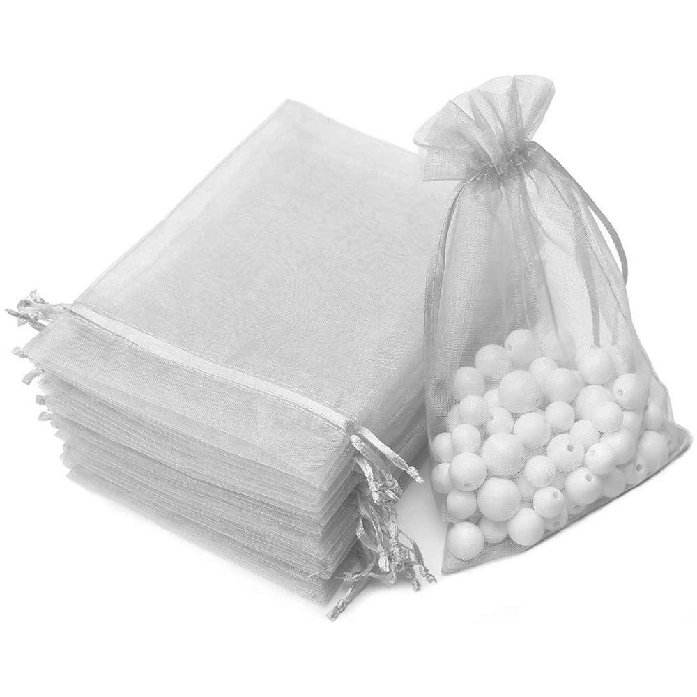 Sacchetti Regalo Piccoli Con Coulisse Organza Confezione Da 25 Pz. 7x9 Cm Grey - Foto 1