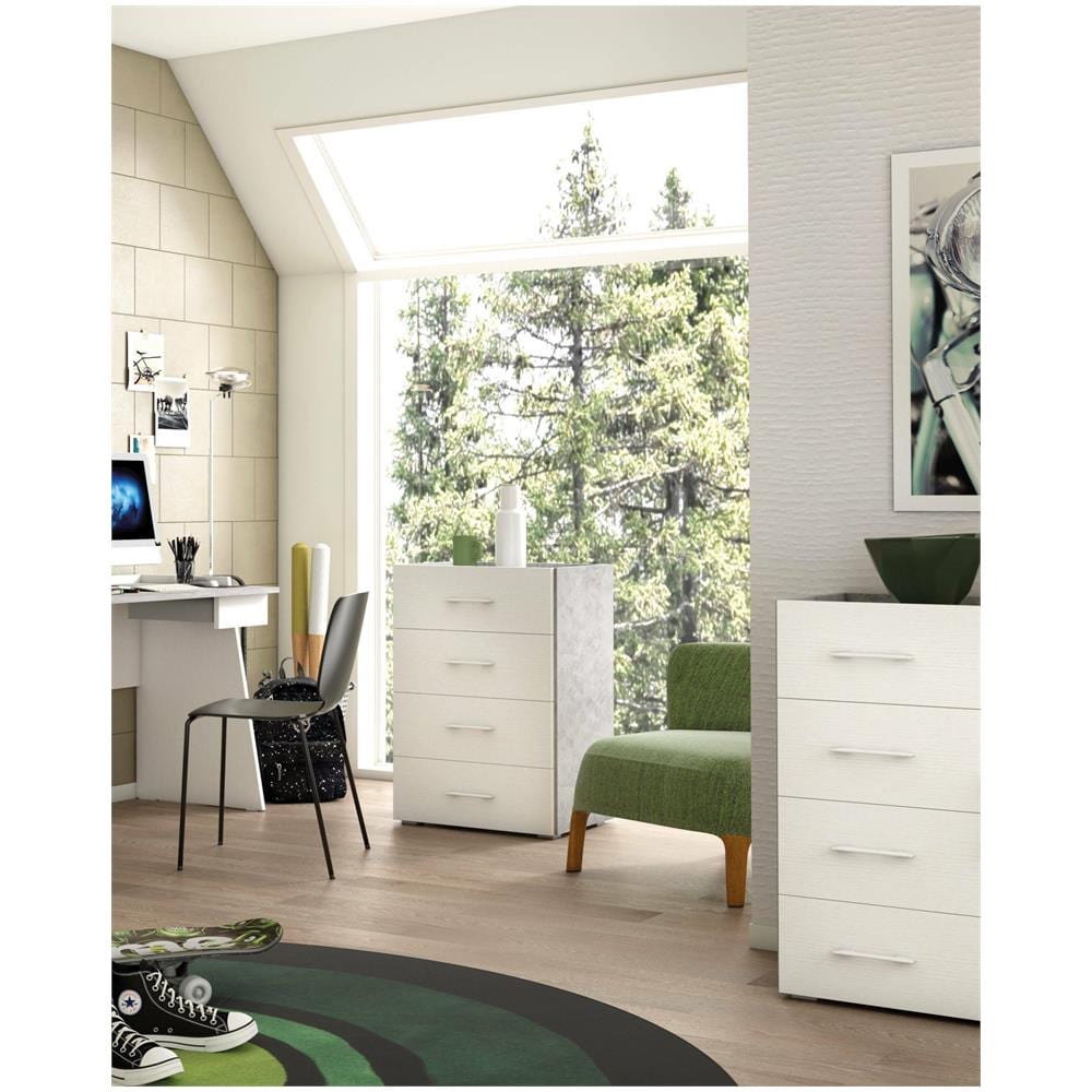Cassettiera Primula, Settimanale A 4 Cassetti Per Camera Da Letto, Mobiletto Multiuso Da Ufficio O Studio, 60x41h87 Cm, Cemento E Bianco - Foto 1